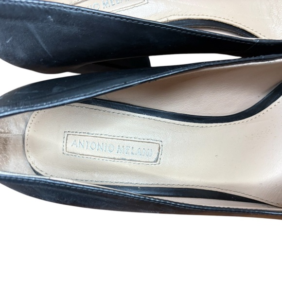 Antonio Melani woman’s leather block heel pointed toe black 3 inch heel sz 8.5 - Picture 5 of 9
